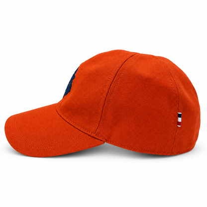 Orange French canvas cap, side view