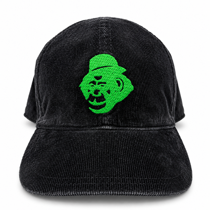 Black French corduroy cap, front view
