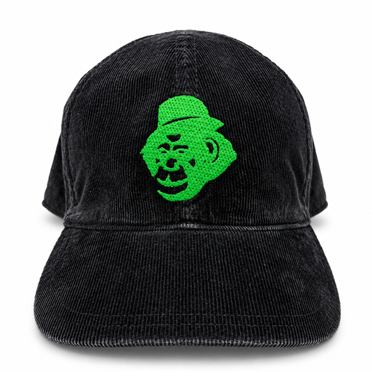 Black French corduroy cap, front view